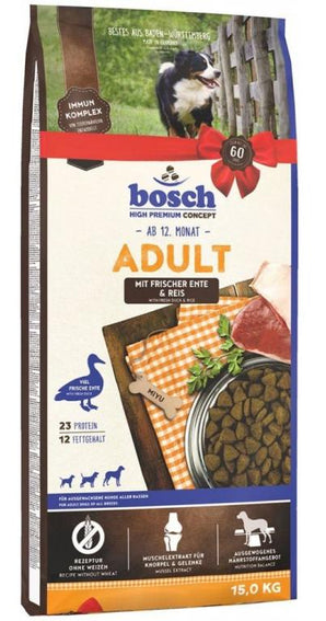 Bosch Dog Adult, duck & rice, 15 kg, krmivo pro psy s kachním masem.