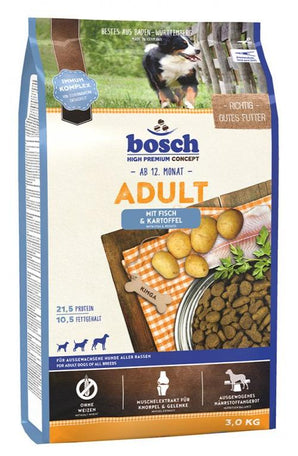 Bosch Dog Adult, fish & potato, 3 kg, hypoalergenní krmivo pro psy.