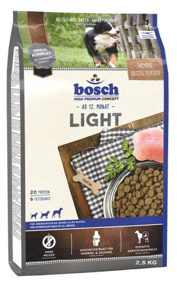 Bosch Dog Light, 2,5 kg, lehké krmivo pro psy s nižším obsahem kalorií.
