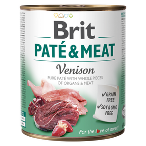 Brit Dog konz Paté & Meat Venison 800g - konzerva se zvěřinou pro psy, podpora energie a zdraví svalů.