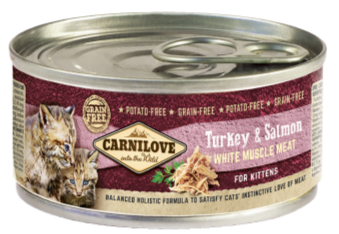 Carnilove White konz Mus Meat Turkey&Salmon Kitten 100g – Konzerva pro koťata s krůtím a lososem, balení 100g