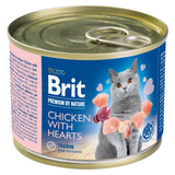 Brit Premium Cat by Nature konz Chicken & Hearts 200g - kuřecí konzerva se srdíčky pro kočky, podpora zdraví.