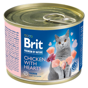 Brit Premium Cat by Nature konz Chicken & Hearts 200g - kuřecí konzerva se srdíčky pro kočky, podpora zdraví.