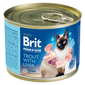 Brit Premium Cat by Nature konz Trout & Liver 200g - konzerva s pstruhem a játry pro kočky, podpora zdraví.