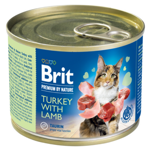 Brit Premium Cat by Nature konz Turkey & Lamb 200g - konzerva s krůtím a jehněčím masem pro kočky, vyvážená výživa.