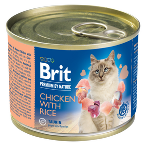 Brit Premium Cat by Nature konz Chicken & Rice 200g - kuřecí konzerva s rýží pro kočky, kompletní výživa.