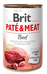 Brit Dog konz Paté & Meat Beef 400g - paštika s hovězím masem pro psy, podpora zdraví a vitality.