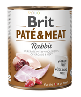 Brit Dog konz Paté & Meat Rabbit 800g - konzerva s králíkem pro psy, kompletní výživa.