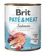 Brit Dog konz Paté & Meat Salmon 800g - konzerva s lososem pro psy, podpora zdravé srsti a kůže.
