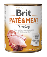 Brit Dog konz Paté & Meat Turkey 800g - konzerva s krůtím masem pro psy, podpora vitality a zdraví.