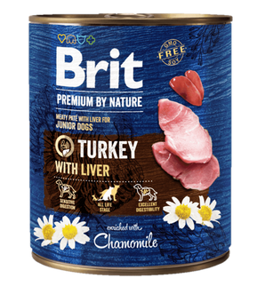 Brit Premium Dog by Nature konz Turkey & Liver 800g - konzerva s krůtím masem a játry pro psy, podpora vitality.