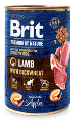 Brit Premium Dog by Nature konz Lamb & Buckwheat 400g - jehněčí konzerva s pohankou pro psy, kompletní výživa.