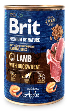 Brit Premium Dog by Nature konz Lamb & Buckwheat 400g - jehněčí konzerva s pohankou pro psy, kompletní výživa.
