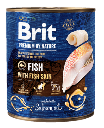 Brit Premium Dog by Nature konz Fish & Fish Skin 800g - konzerva s rybím masem a kůží, podpora zdravé kůže a srsti.