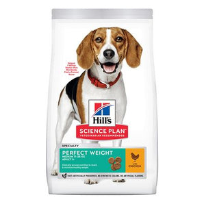 Hill's Can. SP Perfect Weight Adult Medium Chicken12kg – krmivo pro dospělé psy středních plemen na udržení optimální váhy, příchuť kuře, balení 12 kg.