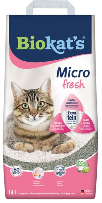 Podestýlka Biokat's Micro Fresh 14L – Jemné stelivo pro kočky s čerstvou vůní, balení 14 l.
