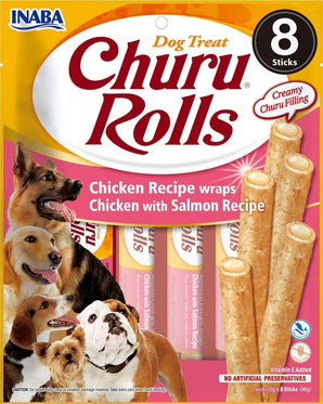 Churu Dog Rolls Chicken with Salmon wraps 8x12g