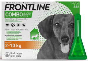 Frontline Combo spot-on pro psy S (2-10 kg) 3x0,67ml – antiparazitární pipety proti blechám, klíšťatům a všenkám.