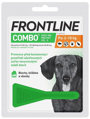 Frontline Combo spot-on pro psy S (2-10 kg) 1x0,67ml – antiparazitární pipeta proti blechám, klíšťatům a všenkám.