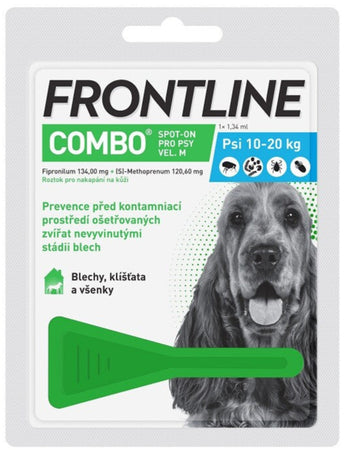 Frontline Combo spot-on pro psy M (10-20 kg) 1x1,34ml – antiparazitární pipeta proti blechám, klíšťatům a všenkám.