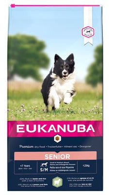 Eukanuba Dog Senior Small&Medium Lamb&Rice 12kg – Krmivo pro starší psy malých a středních plemen s jehněčím a rýží, balení 12kg