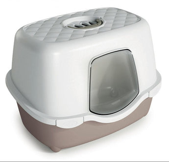 Krytá kočičí toaleta SMART INDOOR s filtrem v béžové barvě.