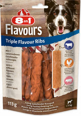 Pochoutka 8in1 Triple Flavour Ribs (6ks) – Pochoutka pro psy ve tvaru žeber, balení 6ks