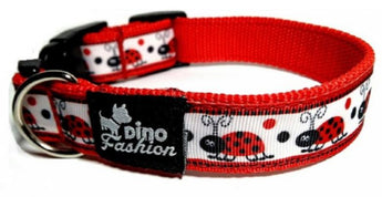 Obojek DINOFASHION Berušky 45/2,5cm: Obojek pro psy s motivem berušek, délka 45 cm, šířka 2,5 cm.