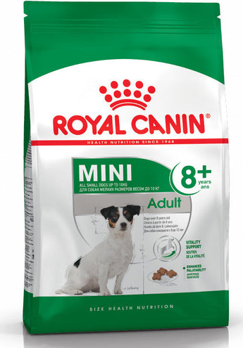 Royal Canin Mini Adult 8+ 8kg – Krmivo pro starší psy malých plemen, balení 8 kg.