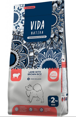 Kraftia VIDA NATIVA DOG Puppy M/L Lamb & Rice 12kg - Krmivo pro štěňata s jehněčím a rýží, podporující trávení a růst.