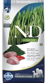 N&D SPIRULINA DOG Adult M/L, Lamb & Wolfberry, 7 kg, krmivo pro střední a velká plemena.