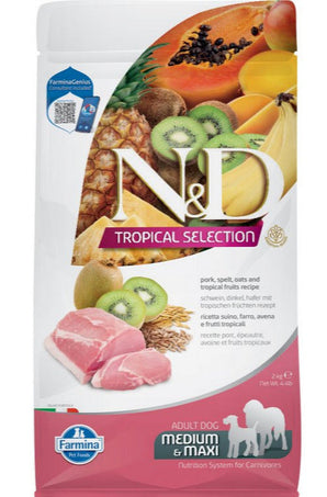 N&D TROPICAL SELECTION DOG Adult M/L Pork, 2 kg, výživné krmivo pro střední a velká plemena.