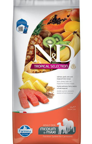 N&D TROPICAL SELECTION DOG Adult M/L Salmon, 10 kg, krmivo s lososem pro psy.