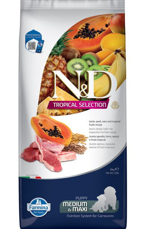 N&D TROPICAL SELECTION DOG Puppy M/L Lamb, 10 kg, krmivo pro štěňata s jehněčím.