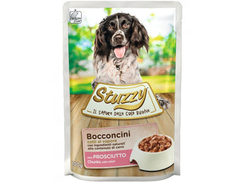 Stuzzy Dog kapsa Adult, kousky šunky, 100 g, lahodné krmivo pro psy.