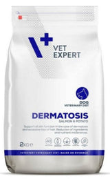 Granule VetExpert VD 4T Dermatosis s lososem a bramborami pro psy s dermatologickými problémy, 2 kg.