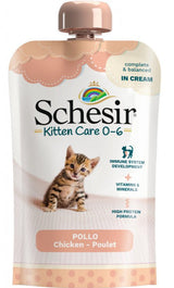 Schesir Cat kapsa Kitten kuře v krému 150g - Krémová kapsa pro koťata s kuřecím masem, podporující zdravý růst a vitalitu.