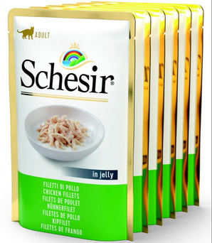 Schesir Cat kapsa Adult Monoprot. kuřecí filé 6x85g - Monoproteinová kapsa pro dospělé kočky s kuřecím filé, podporující zdraví kůže a srsti.