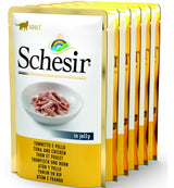 Schesir Cat kapsa Adult Monoprot. tuňák/kuře 6x85g - Monoproteinová kapsa pro kočky s kombinací tuňáka a kuřete pro zdraví a vitalitu.