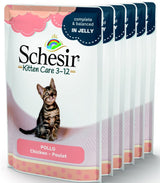 Schesir Cat kapsa Kitten kuře 6x85g - Kapsa pro koťata s kuřecím masem, plná bílkovin a ideální pro růst a vývoj koťat.