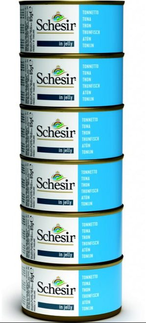 Schesir Cat konz. Adult tuňák 6x85g - Kapsa pro dospělé kočky s tuňákem, podporující zdraví a vitalitu.