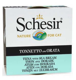 Schesir Cat konz. Adult tuňák/pražma 85g - Kapsa pro kočky s tuňákem a pražmou, ideální pro zdraví a vitalitu.