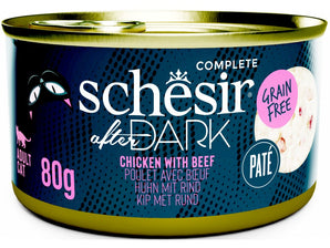 Schesir Cat konz. After Dark Paté kuře/hovězí 80g - Paté kapsa pro kočky s kuřetem a hovězím, bohatá na bílkoviny pro zdraví kočky.