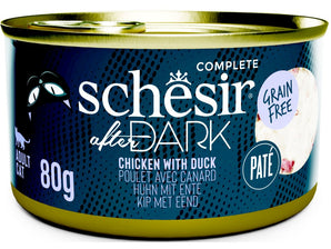Schesir Cat konz. After Dark Paté kuře/kachna 80g - Paté kapsa pro kočky s kuřetem a kachnou, ideální pro zajištění rozmanité stravy.