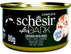 Schesir Cat konz. After Dark Wholefood kuře/kachna 80g - Kapsa pro kočky s kuřetem a kachnou, bohatá na bílkoviny a živiny.