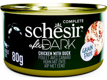 Schesir Cat konz. After Dark Wholefood kuře/kachna 80g - Kapsa pro kočky s kuřetem a kachnou, bohatá na bílkoviny a živiny.