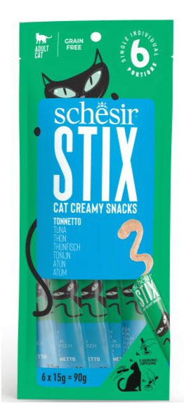Schesir Cat pochoutka Stix Liquid Snack tuňák 6x15g - Tekuté pamlsky pro kočky s tuňákem, ideální pro udržení hydratace a chutí.