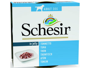 Schesir Dog konz. Adult tuňák 150g - Konzerva pro psy s tuňákem, bohatá na omega-3 pro zdraví srsti.