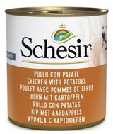Schesir Dog konz. Adult kuře/brambory 285g - Konzerva pro psy s kuřecím a bramborami, ideální pro vyváženou stravu.