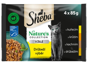 Sheba kapsa Nature drůbeží výběr 4x85g - Přírodní ingredience pro kočky, poskytující kvalitní protein a vyváženou stravu.